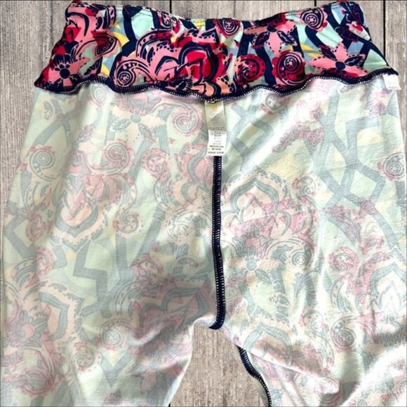 LuLaRoe Blue Red Pink Yellow Black Design Lightweight Leggings Pants Women's OS - Picture 9 of 9